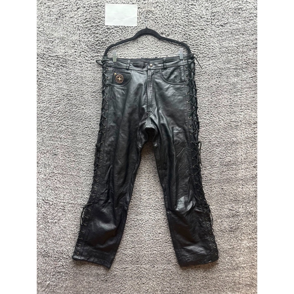 Reusch Classic Bikewear International Leather Motorcycle Pants Black Men Size 54